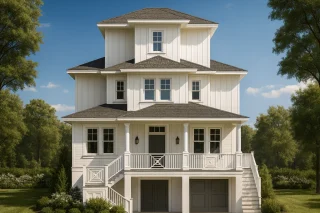 Beach House Plan with 3 Floors