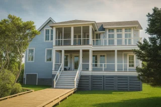 Spacious 2-Story Coastal Home Plan with 4 Bedrooms & Vaulted Ceilings