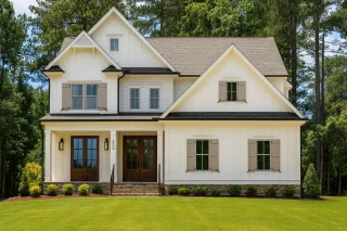 Elegant 2-Story House Plan with Farmhouse Design & CAD Blueprints