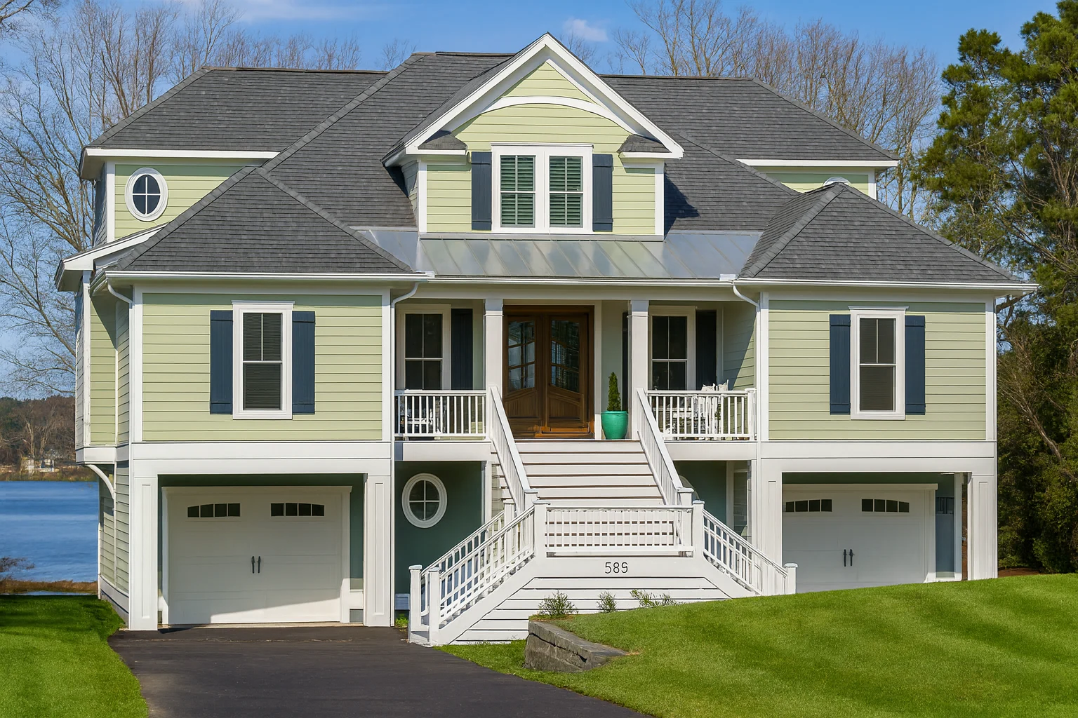 Spacious Coastal Home Floor Plan with 5 Beds & Elevator