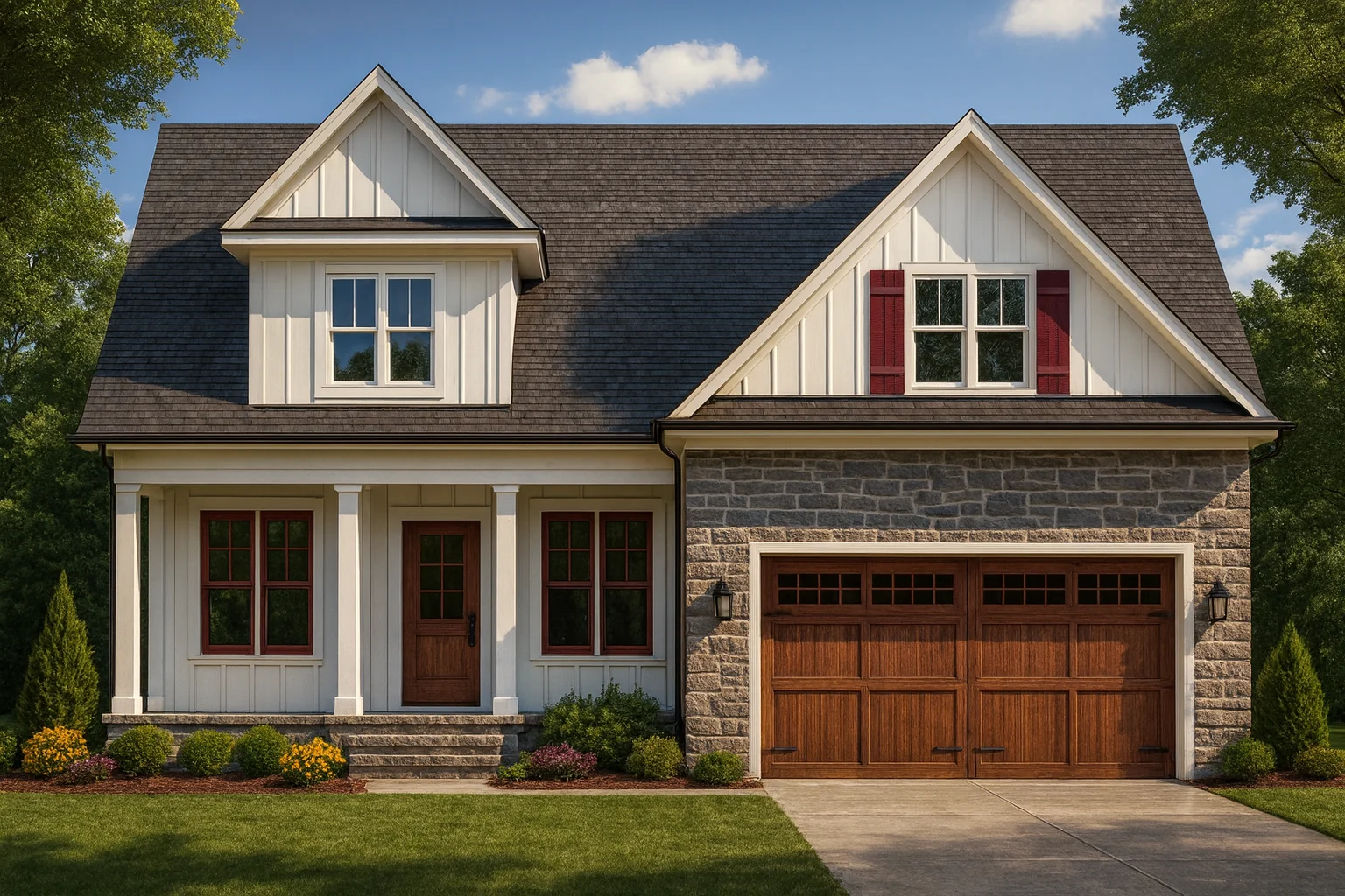 Craftsman Home Plan 1.5 Story Floor Design with CAD Blueprint