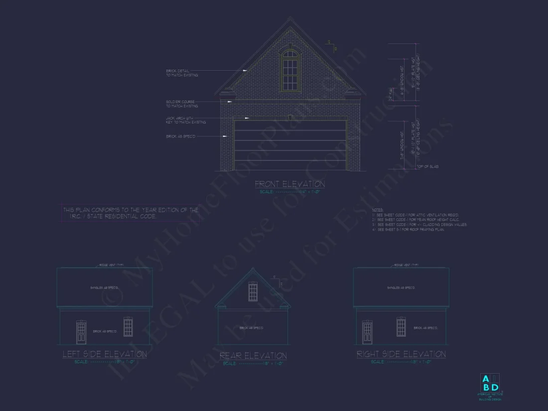 Compact House Garage Plan with Bonus Room | Floor Plan Blueprint Designs