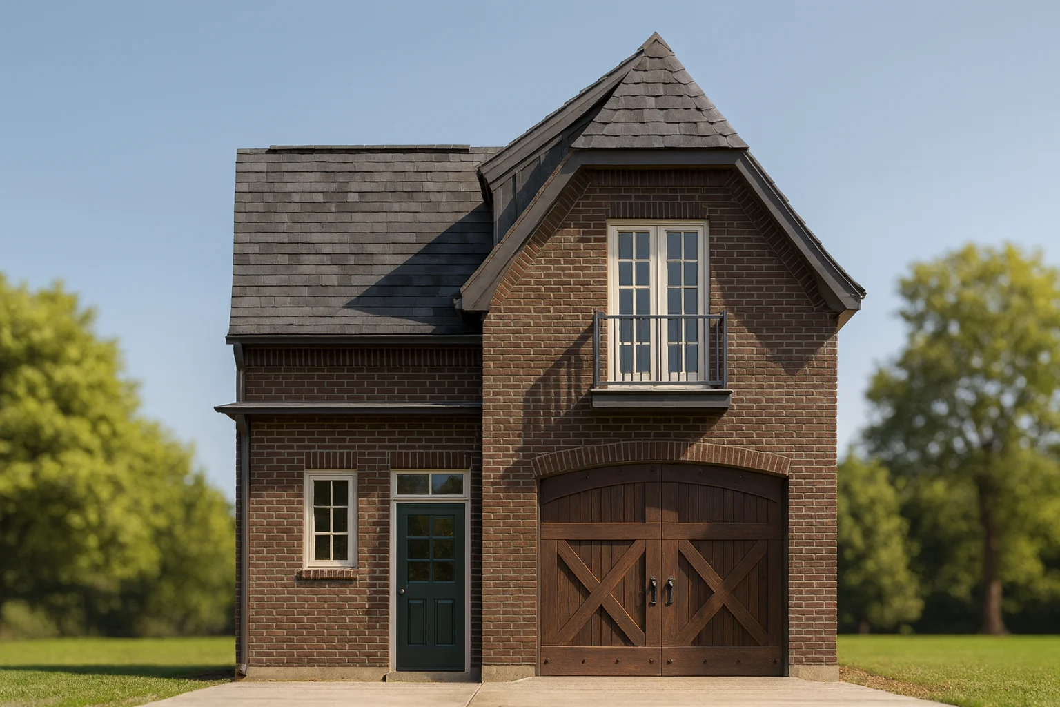 1-Bed, 1-Bath, 378 SF Traditional Garage Home Plan