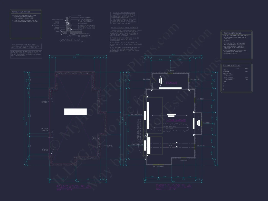 Compact House Garage Plan with CAD Blueprint Designs