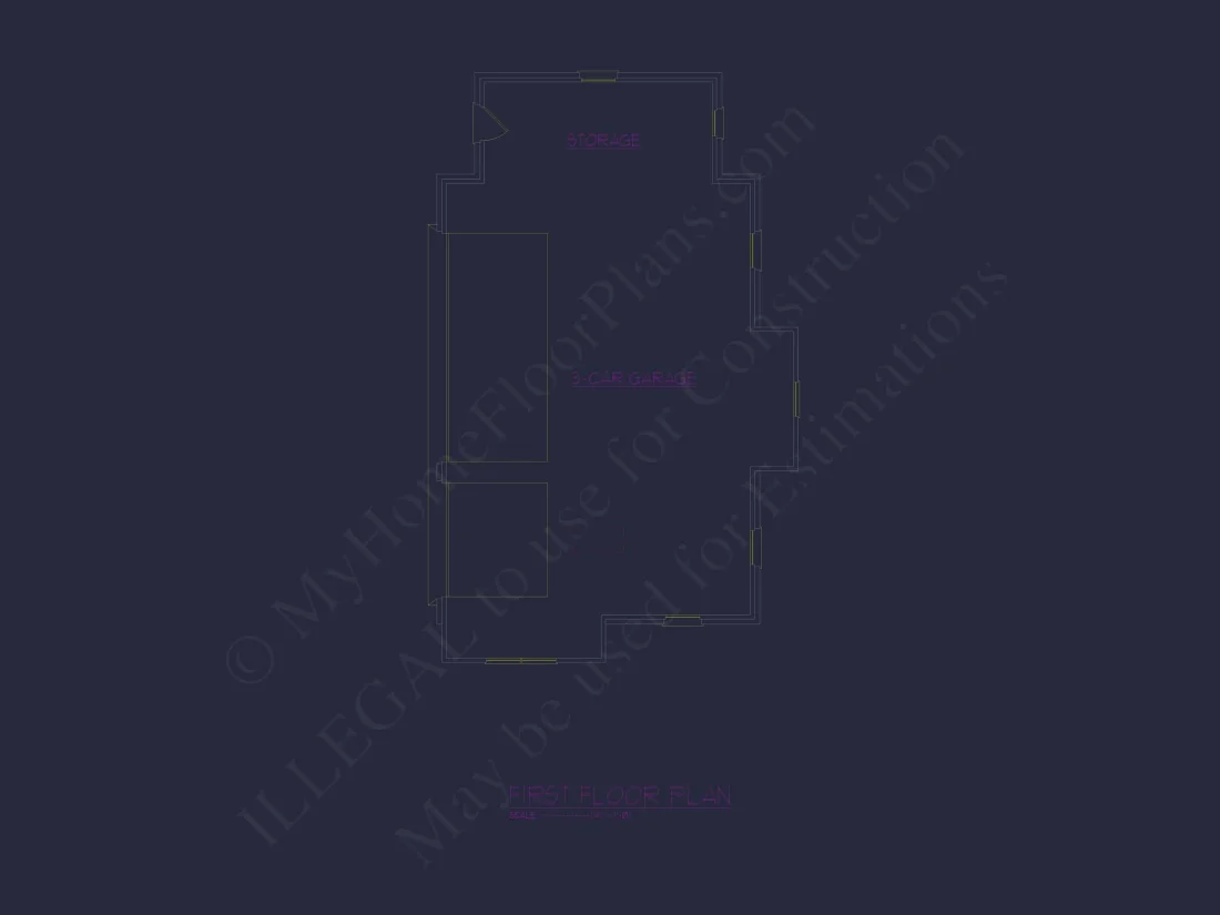 Compact House Garage Plan with CAD Blueprint Designs