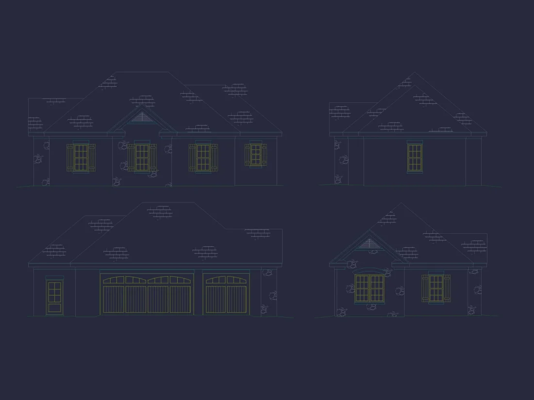 Compact House Garage Plan with CAD Blueprint Designs