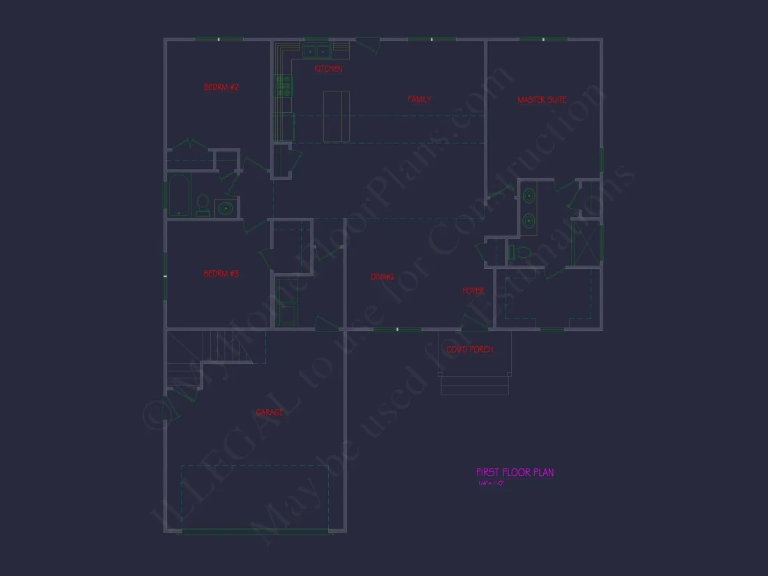 3-Bed, 2-Bath, 1536 SF Craftsman Ranch Home Plan