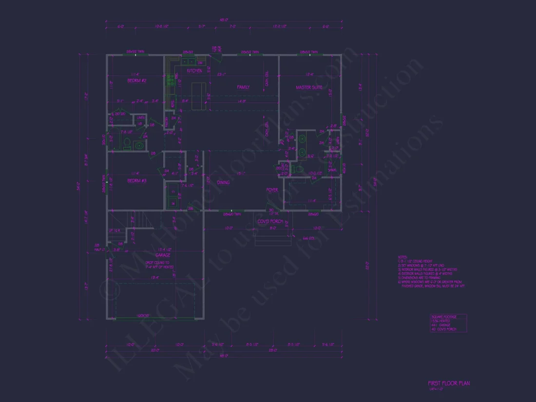 3-Bed, 2-Bath, 1536 SF Craftsman Ranch Home Plan