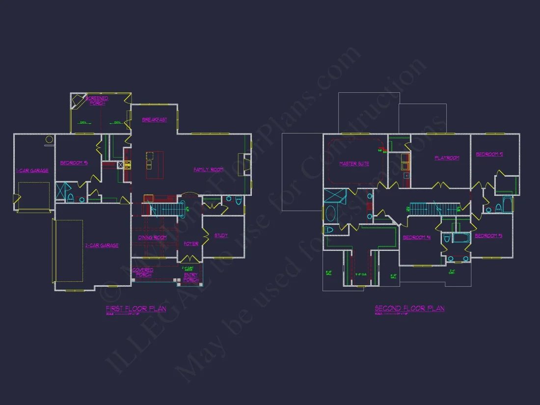 Spacious 2-Story Home Plan with CAD Designs and Blueprints