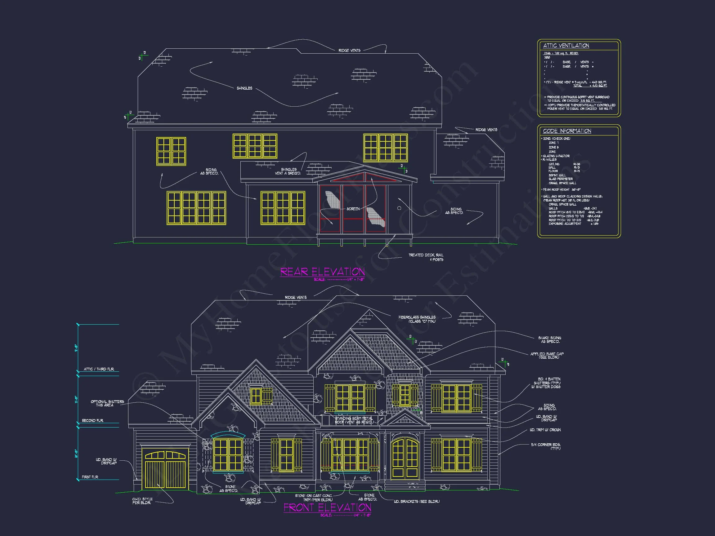12-1085 HOUSE PLAN - 4-Bed, 3-Bath, 4051 SF Craftsman House Plan 5 Spacious 2-Story Home Plan with CAD Designs and Blueprints