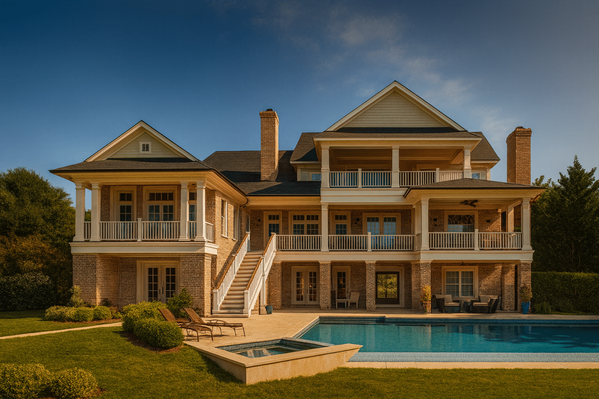 4-Bed, 5-Bath, 5912 SF Georgian Colonial House Plan