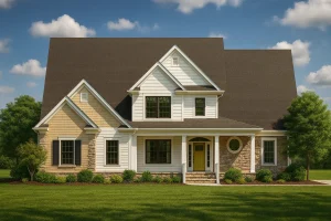 Traditional 2-Story Home Plan with Colonial Revival Architecture