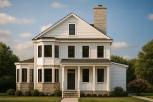 2-story farmhouse home plan offers 1,766 Htd. SF, 4 bed, and 3 bath