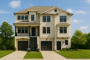 Luxury 3-story coastal house plan features over 3,100 sq. ft., 3 bed, 3 bath
