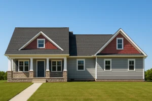 2-story traditional Colonial house plan with 4 bedrooms, 3 bathrooms