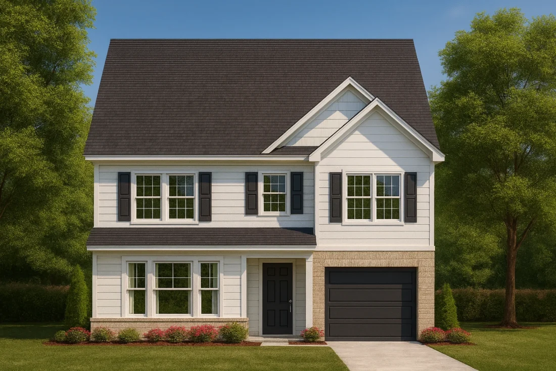 traditional 2-story house design offers 1,921 heated sq. ft., 3 bedrooms, 3 baths