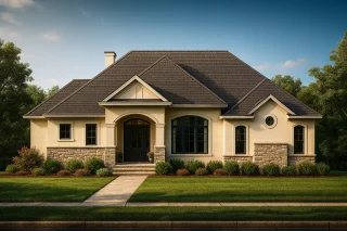 Traditional French Country Home Floor Plan Blueprint