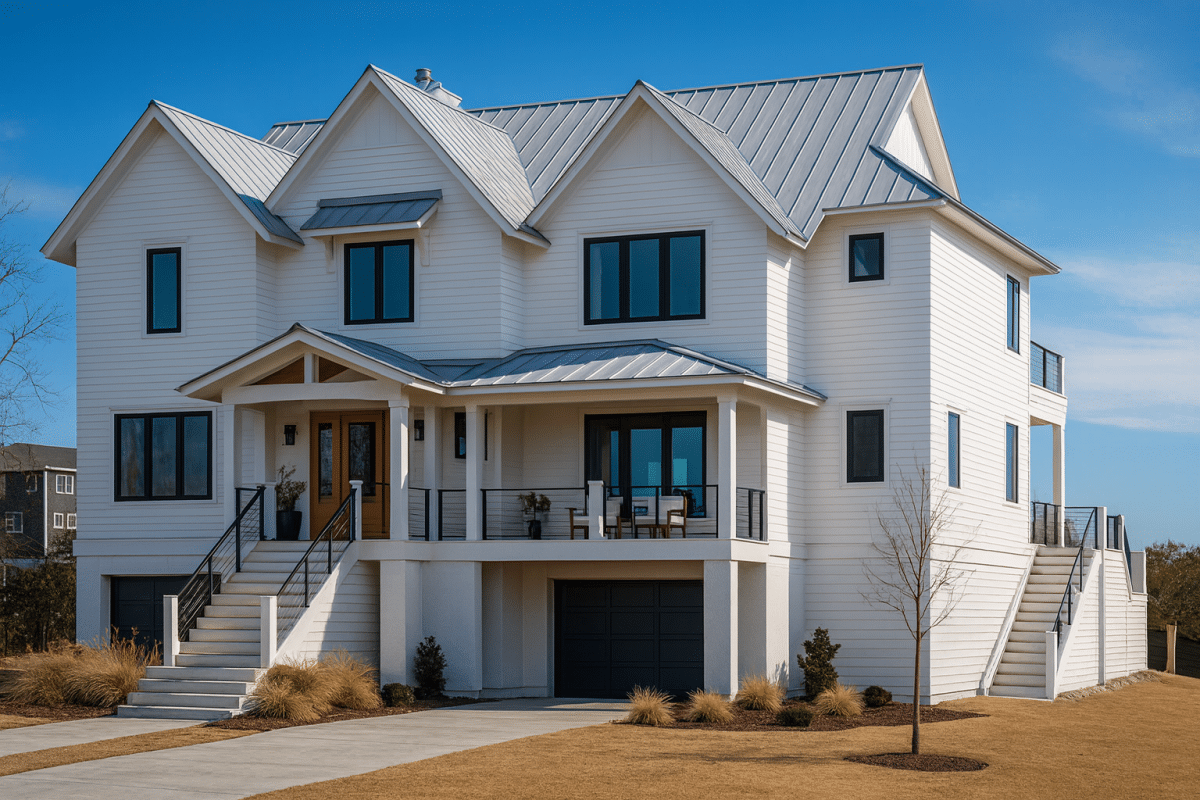 Spacious Beach Home Plan with 3 Floors and Modern Designs