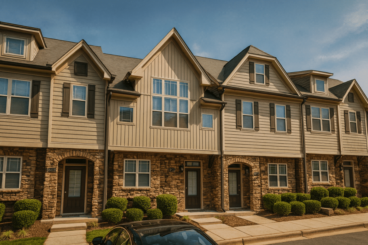 5-Unit, 3-Bedroom Townhome Design with Open Layout and Attic Space