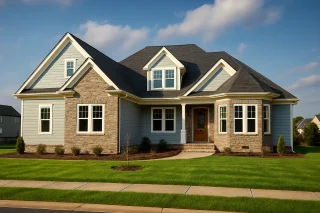 Modern Home Blueprint with 1.5 Floors and CAD Designs