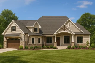 Craftsman Home Plan with Bonus Room and 1.5 Story Design