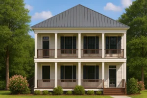 Southern Colonial Farmhouse Home Plan with Detailed CAD Designs