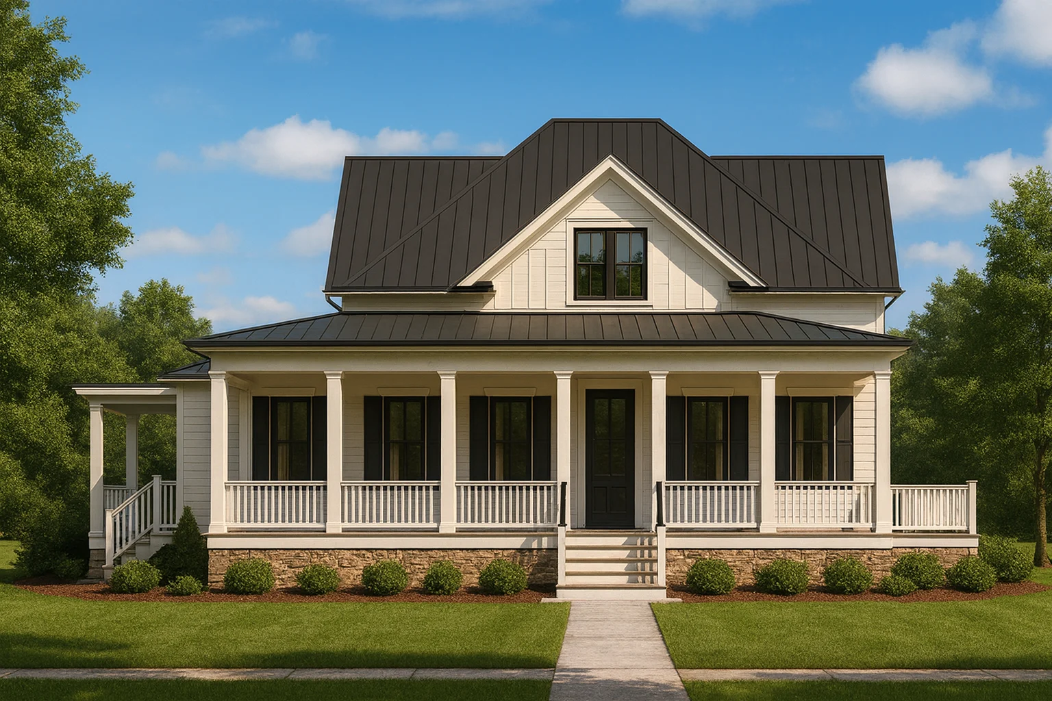 Coastal 2-Story House Plan with Breezeway & Detached Garage