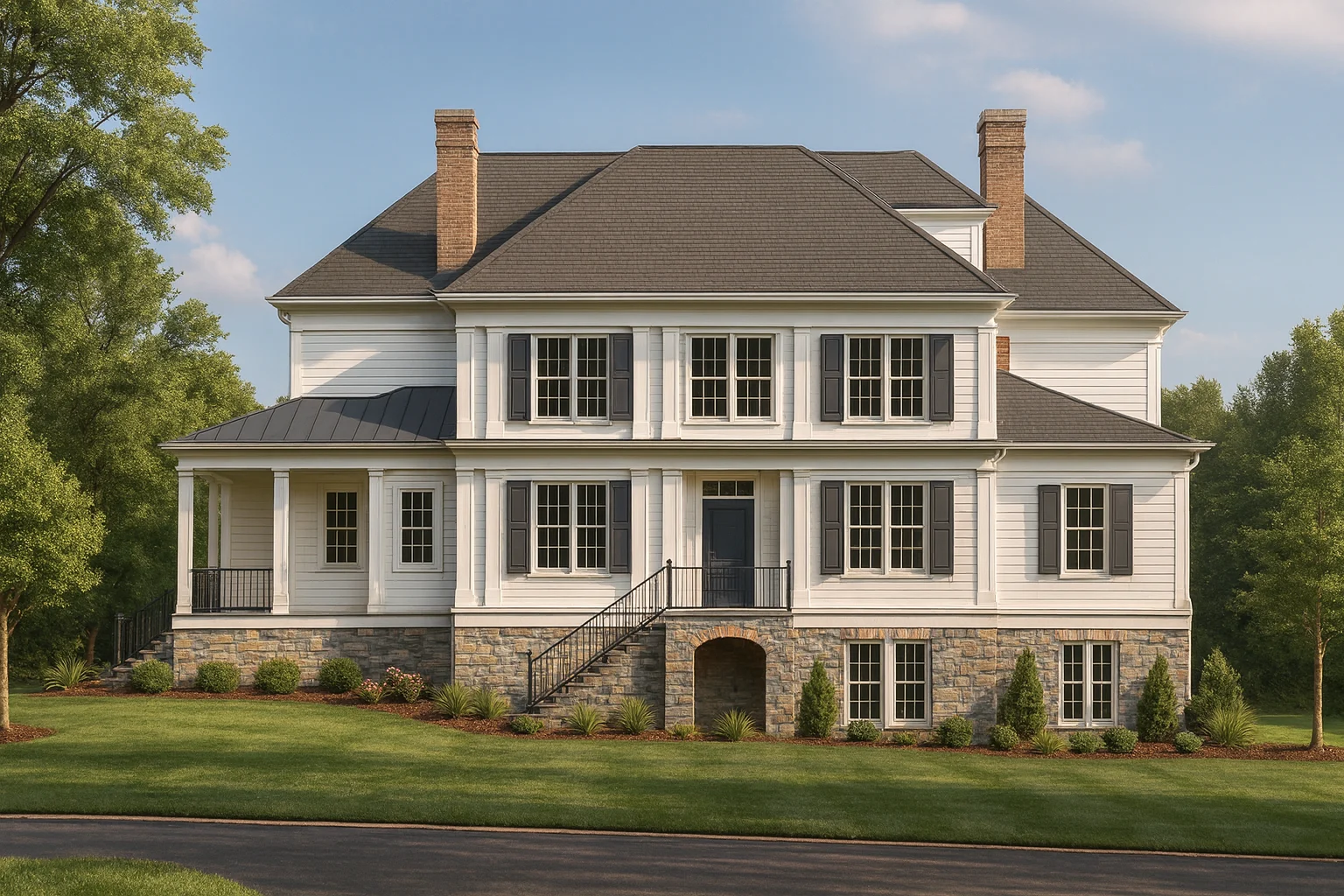 Elegant 3-Bedroom House Plan with Colonial Revival Charm