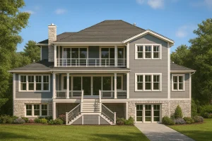 Modern Beach Home Plan with 3-Story Layout & Coastal Charm