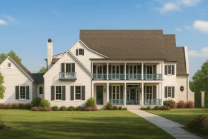 2-Story Cabin House Plan with Open Floor Plan & Basement