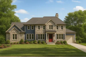 Elegant 2-Story House Plan with Courtyard & Vaulted Ceilings