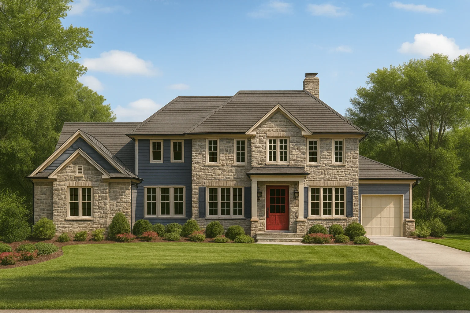 Elegant 2-Story House Plan with Courtyard & Vaulted Ceilings