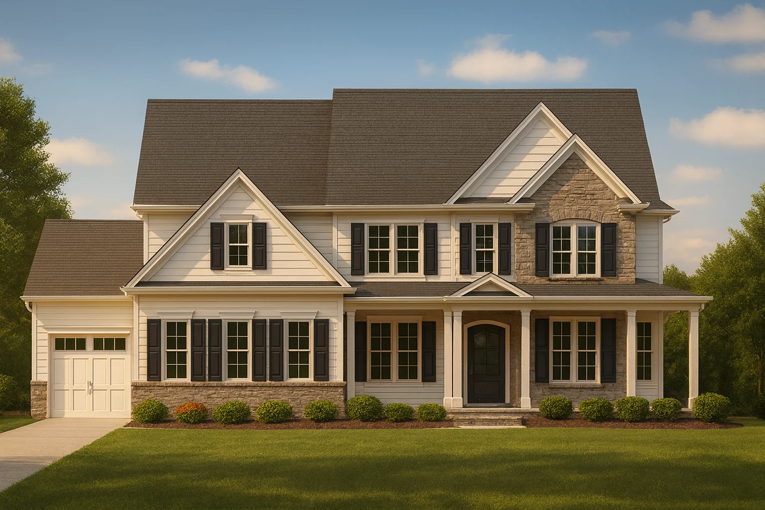 Modern 2-Story House Plan with Vaulted Ceilings and Architectural CAD Design