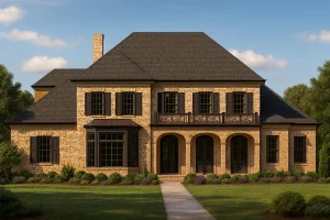 Elegant 2-Story Georgian House Plan with French Country Flair
