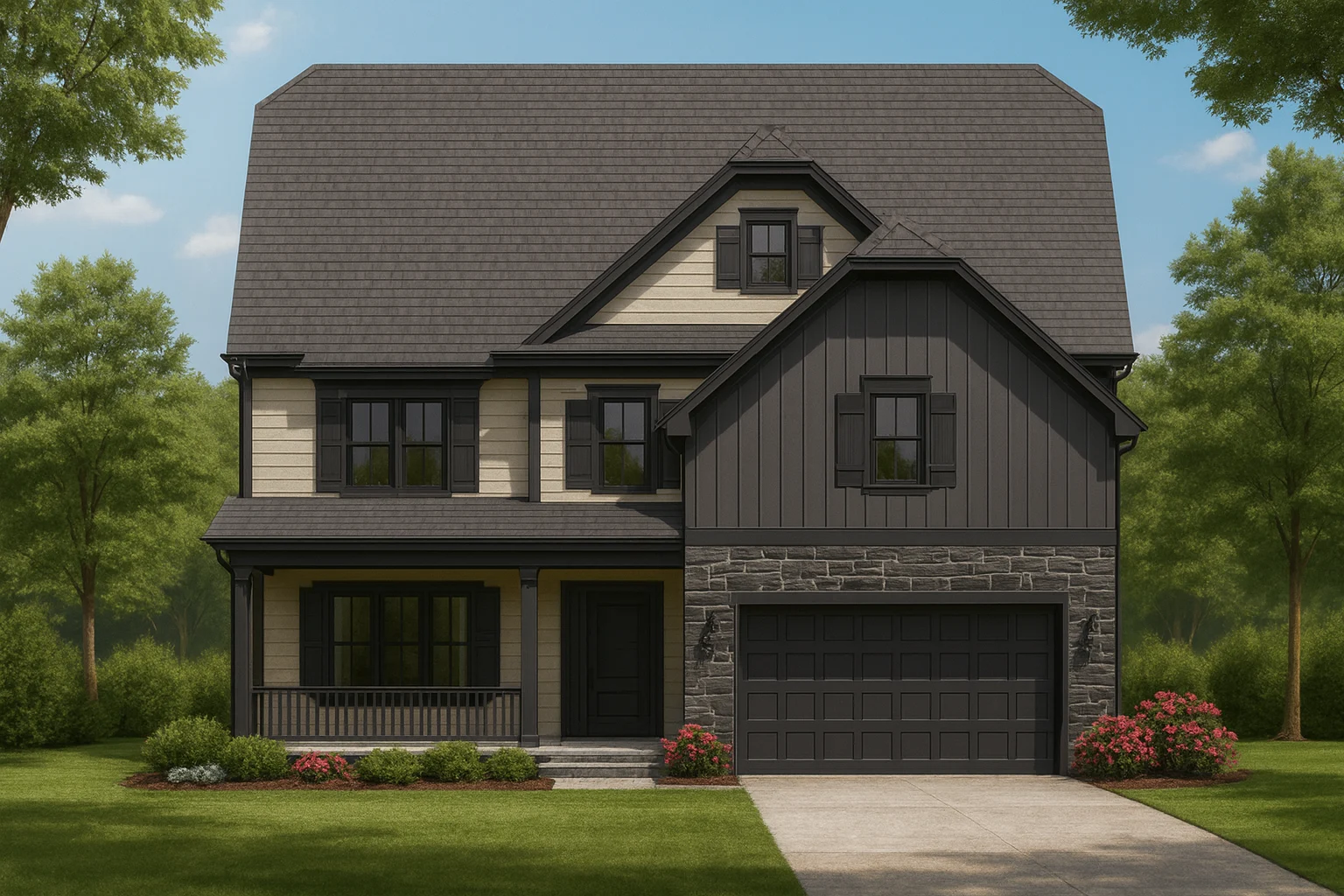 Beautiful 4-Bedroom Home Plan with Open Floor Designs & CAD Blueprint