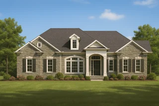 Elegant Home Blueprint with Floor Plan CAD Architecture Designs