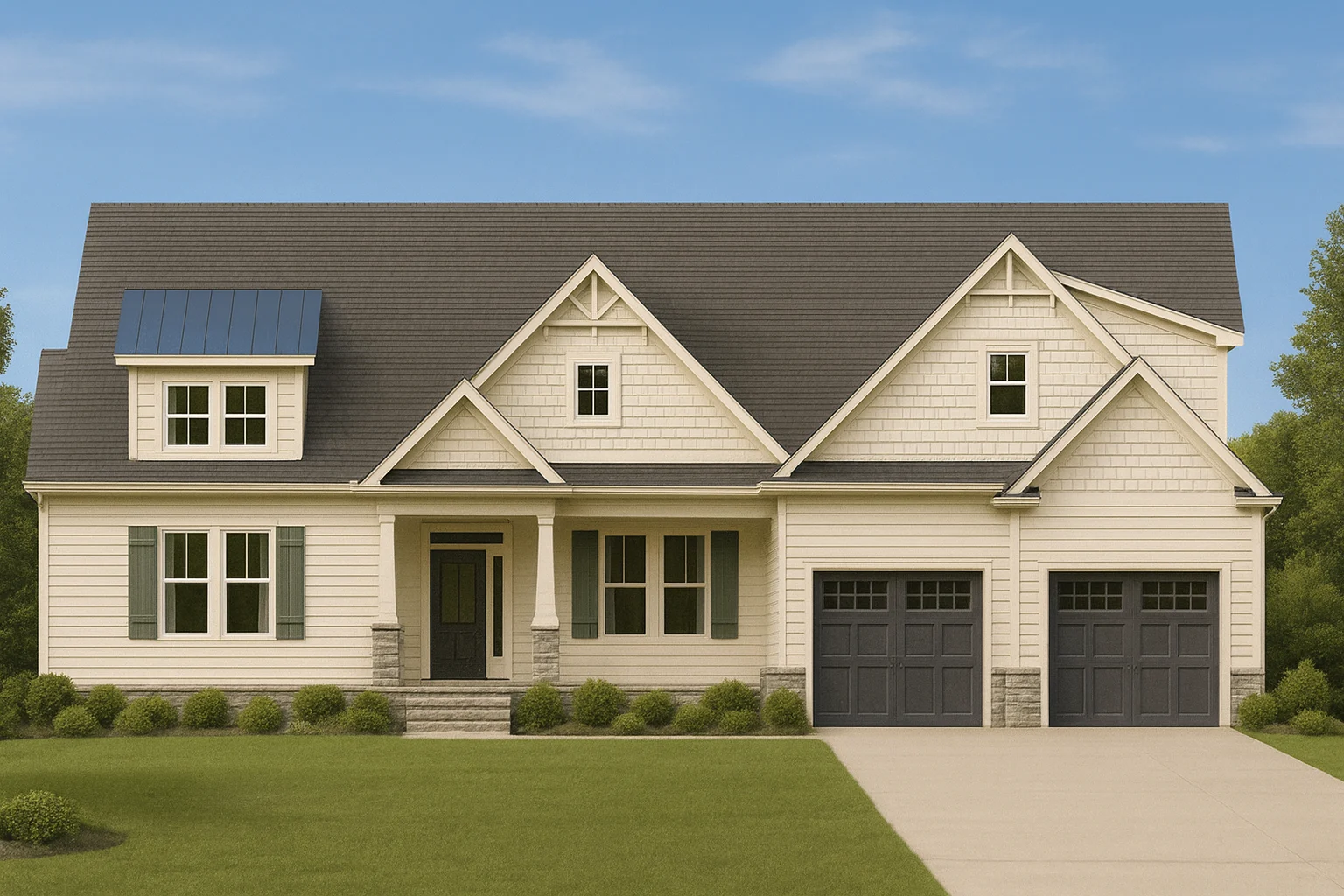 Efficient 2-Story House Plan with Traditional Craftsman Charm