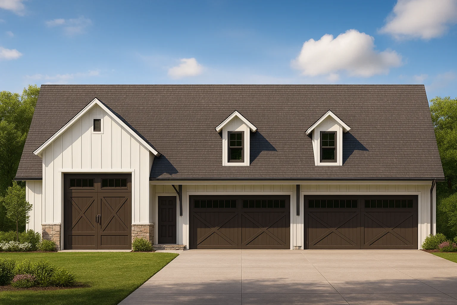 Efficient Garage House Plan with Living Space & CAD Blueprints