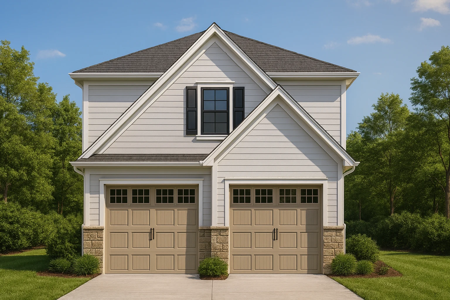 11-1323 HOUSE PLAN - 2-Car Garage House Plan with Living Space and Architectural CAD Designs