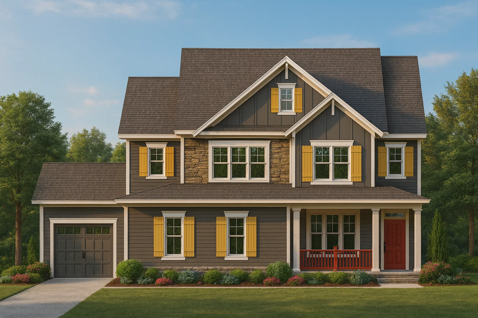 Elegant 3-Story House Plan with Arts & Crafts Design