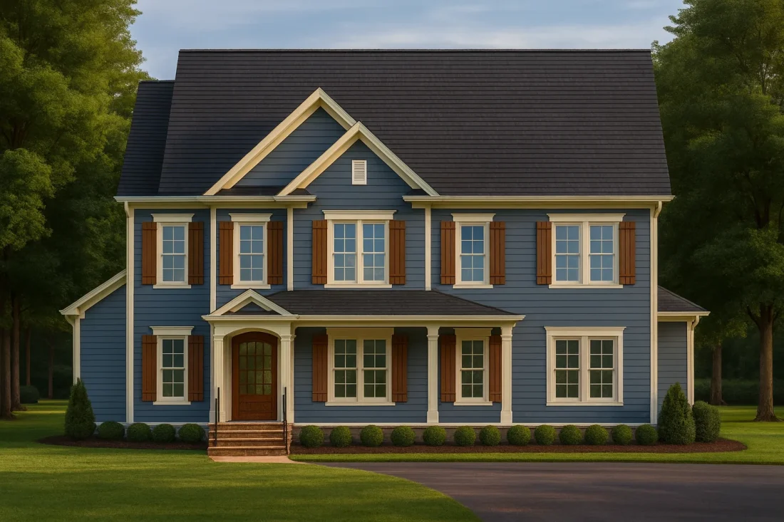 Elegant 3-Story Colonial House Design with 5 Bedrooms