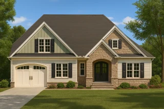2-Story Luxury Home Plan with Brick Exterior and Screened Porch
