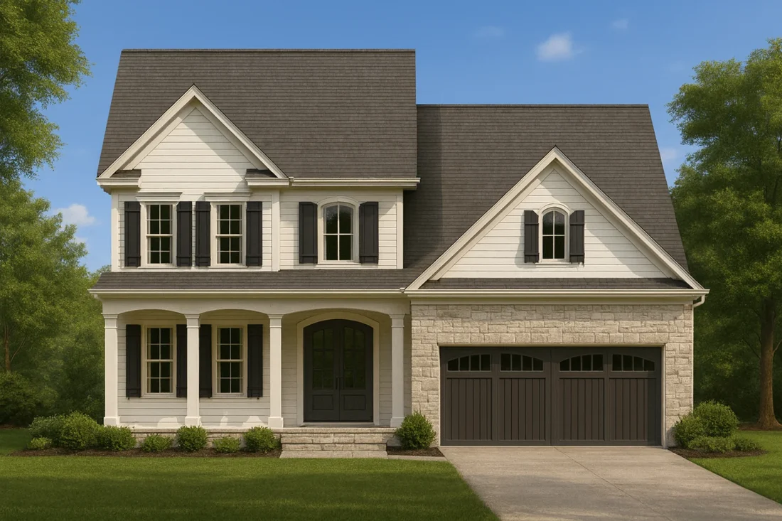 Modern 2-Story House Plan with Colonial Charm and CAD Blueprints