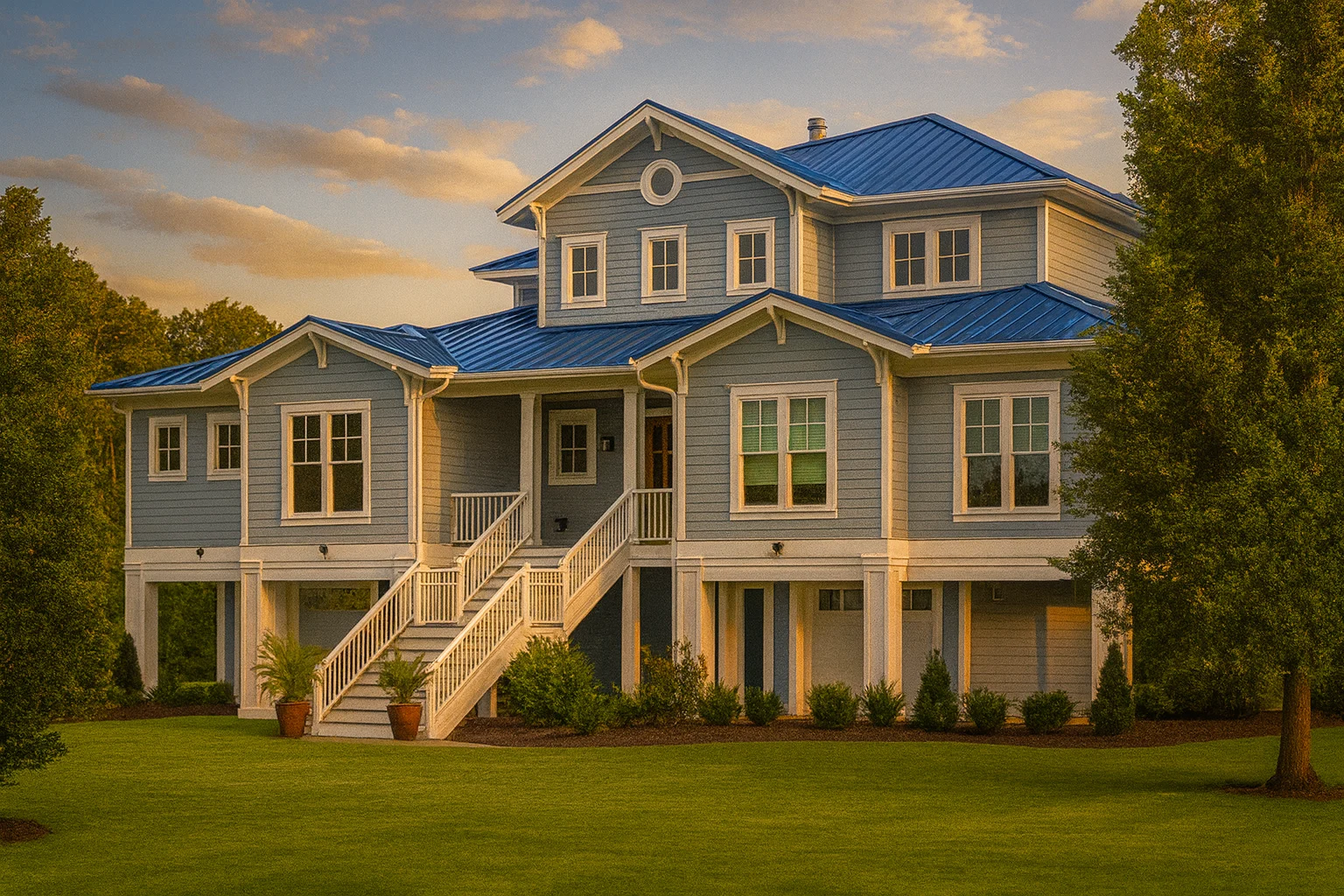 Custom Coastal Home Plan with 2 Stories, 5 Bedrooms & Luxury Features