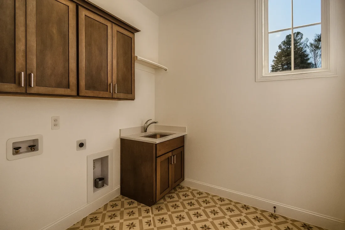 Modern Farmhouse home with white brick exterior, gable roof, and transitional architectural design