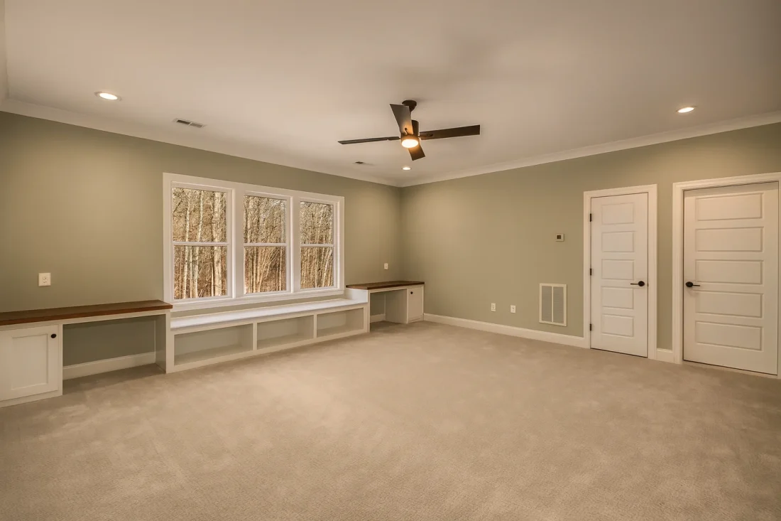 Modern Farmhouse home with white brick exterior, gable roof, and transitional architectural design