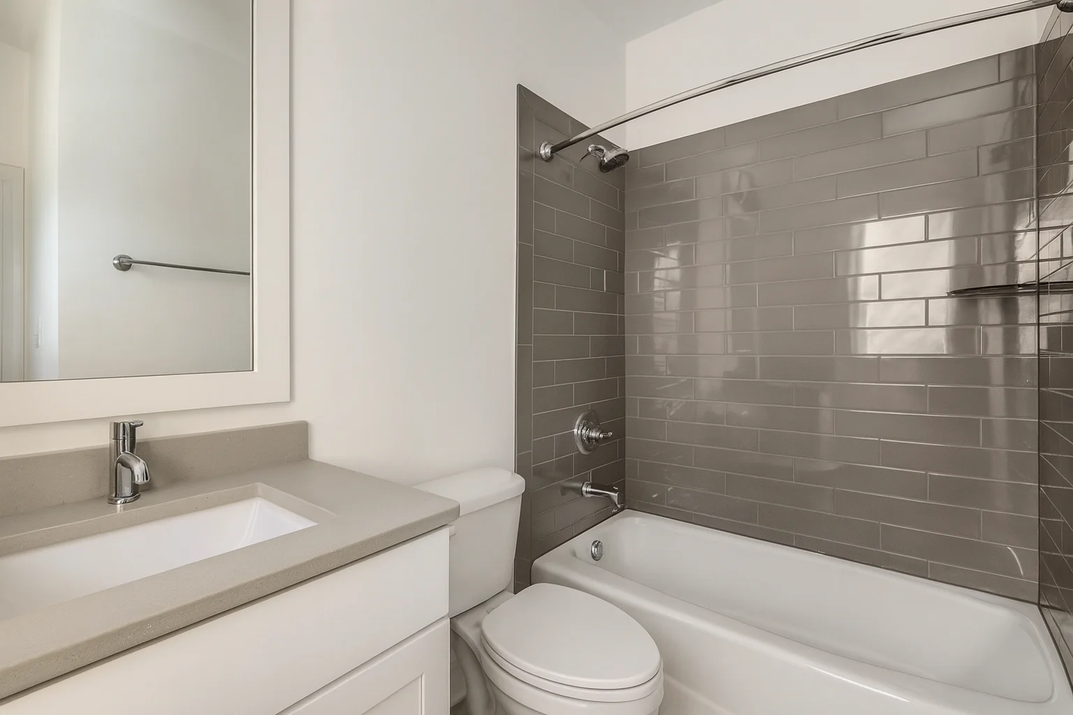 Modern Farmhouse home with white brick exterior, gable roof, and transitional architectural design