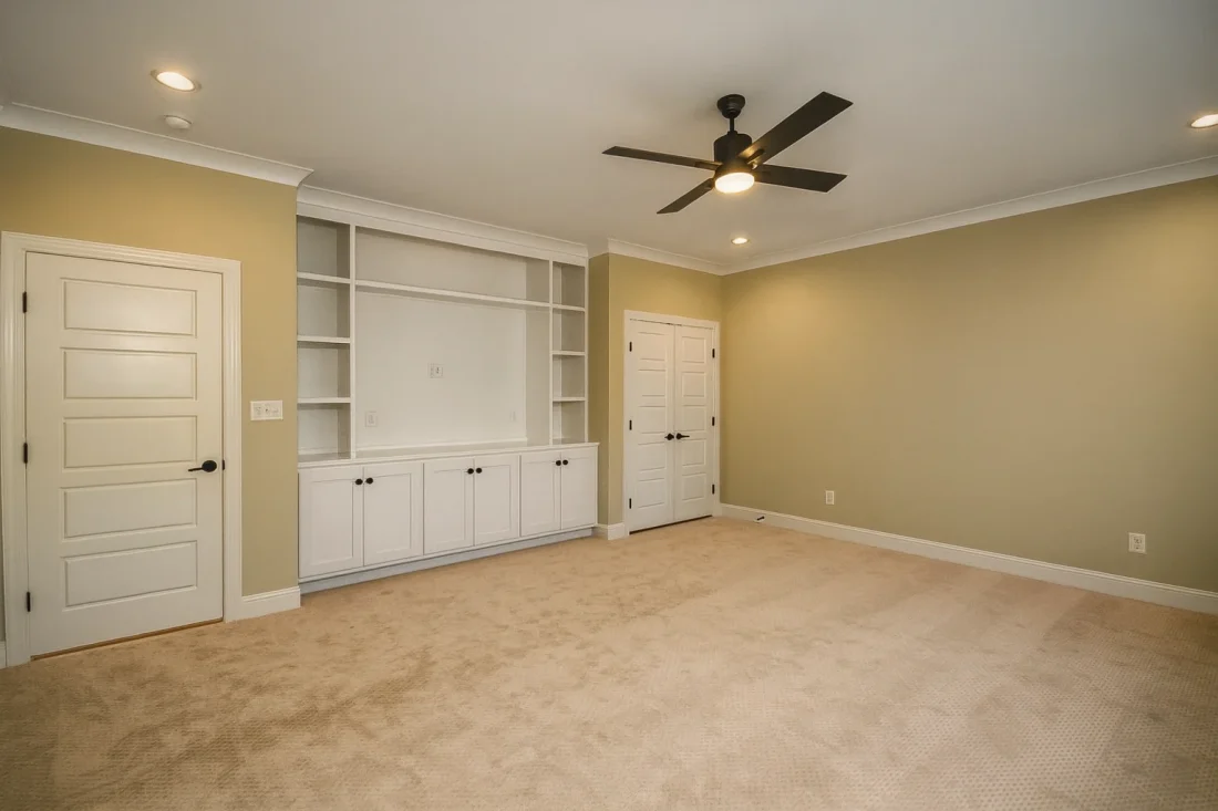 Modern Farmhouse home with white brick exterior, gable roof, and transitional architectural design