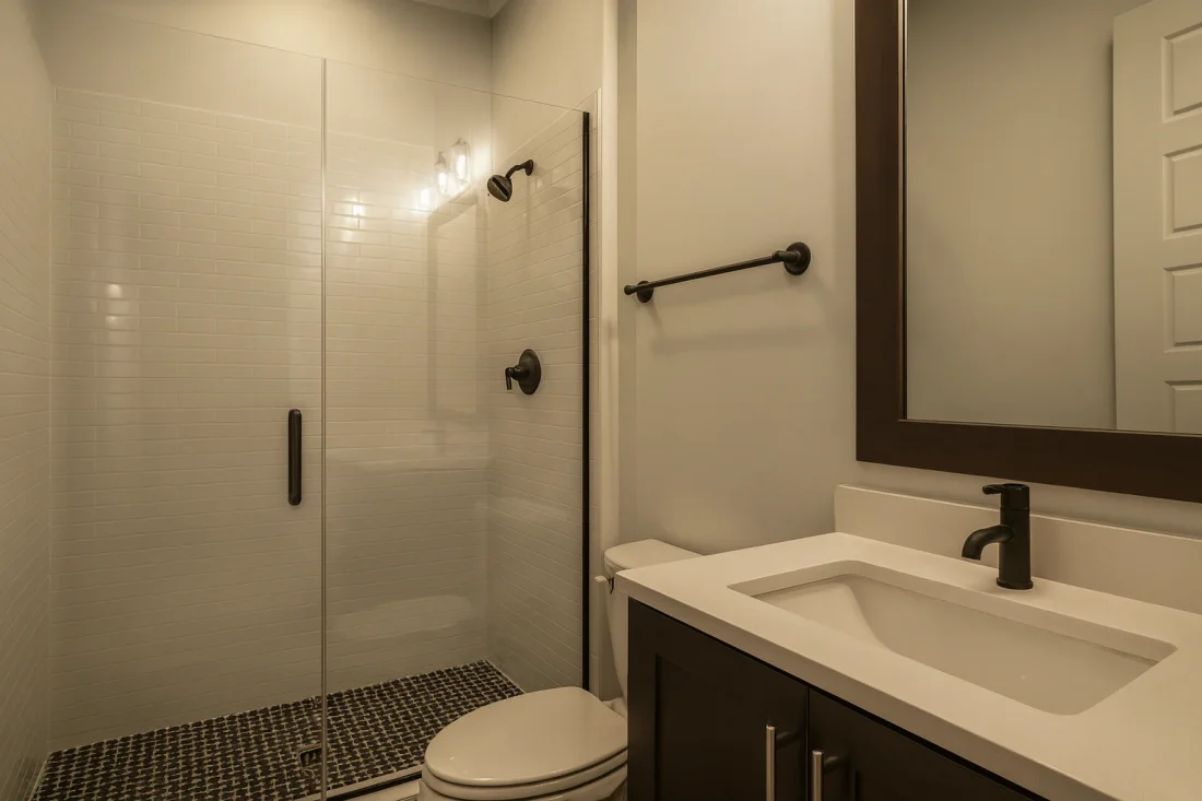 Modern Farmhouse home with white brick exterior, gable roof, and transitional architectural design