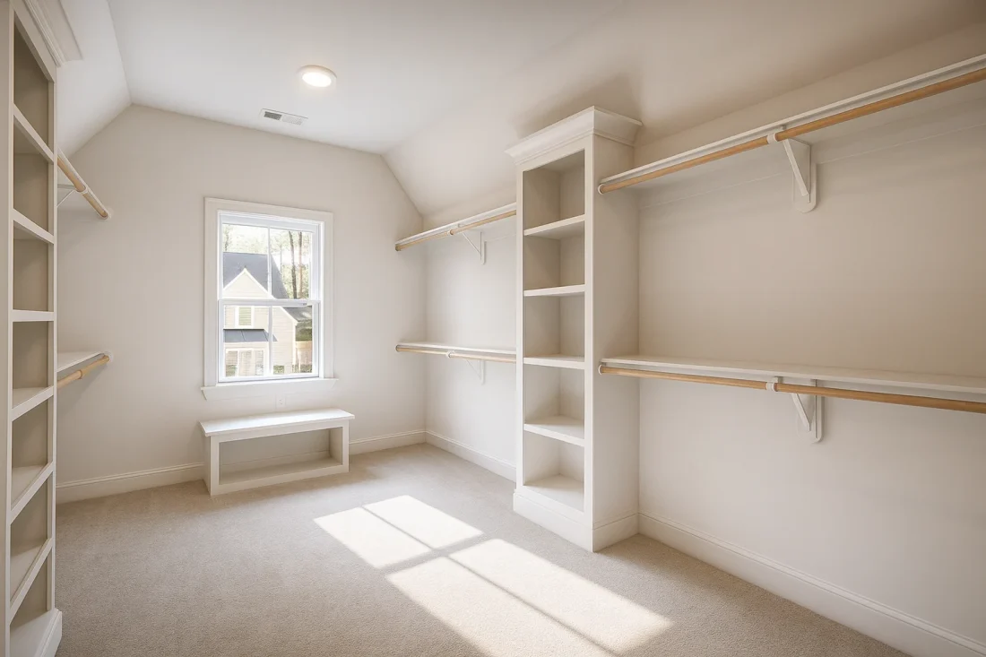 Modern Farmhouse home with white brick exterior, gable roof, and transitional architectural design